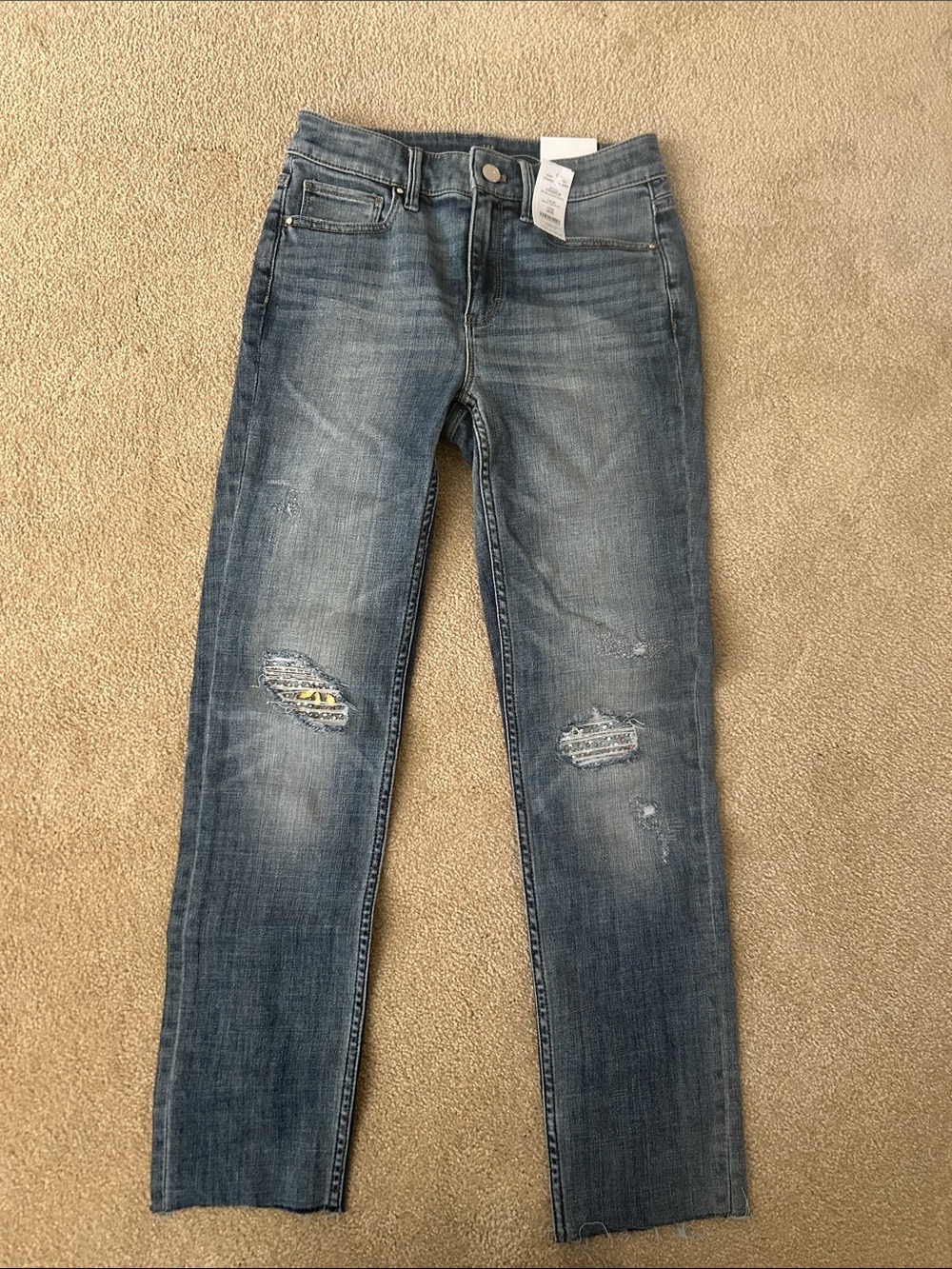 White House Black Market Women's Faded Blue Straight Leg Jeans